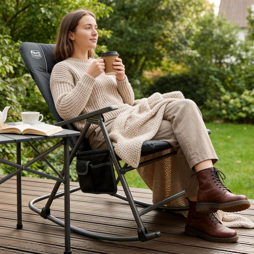 Outdoor Camping Rocker - Duże, składane krzesło bujane na kemping,