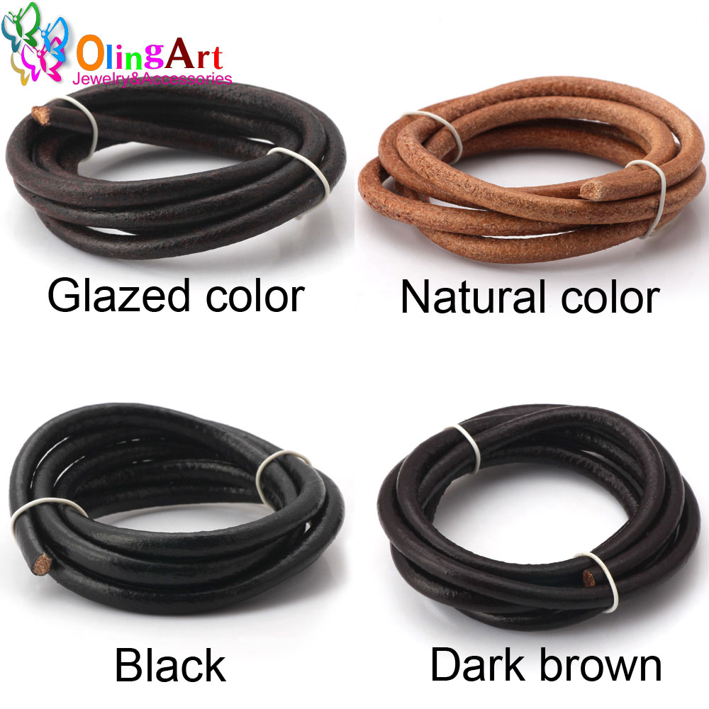 Paracord Bracelet - Olingart Dia 1.5/2/3/4/5/6mm czarny/naturalny/brązowy/glazura skórzany okrągły