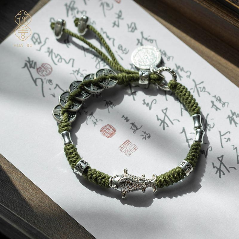 Paracord Bracelet - S925 srebro pięć cesarzy pieniądze pełna