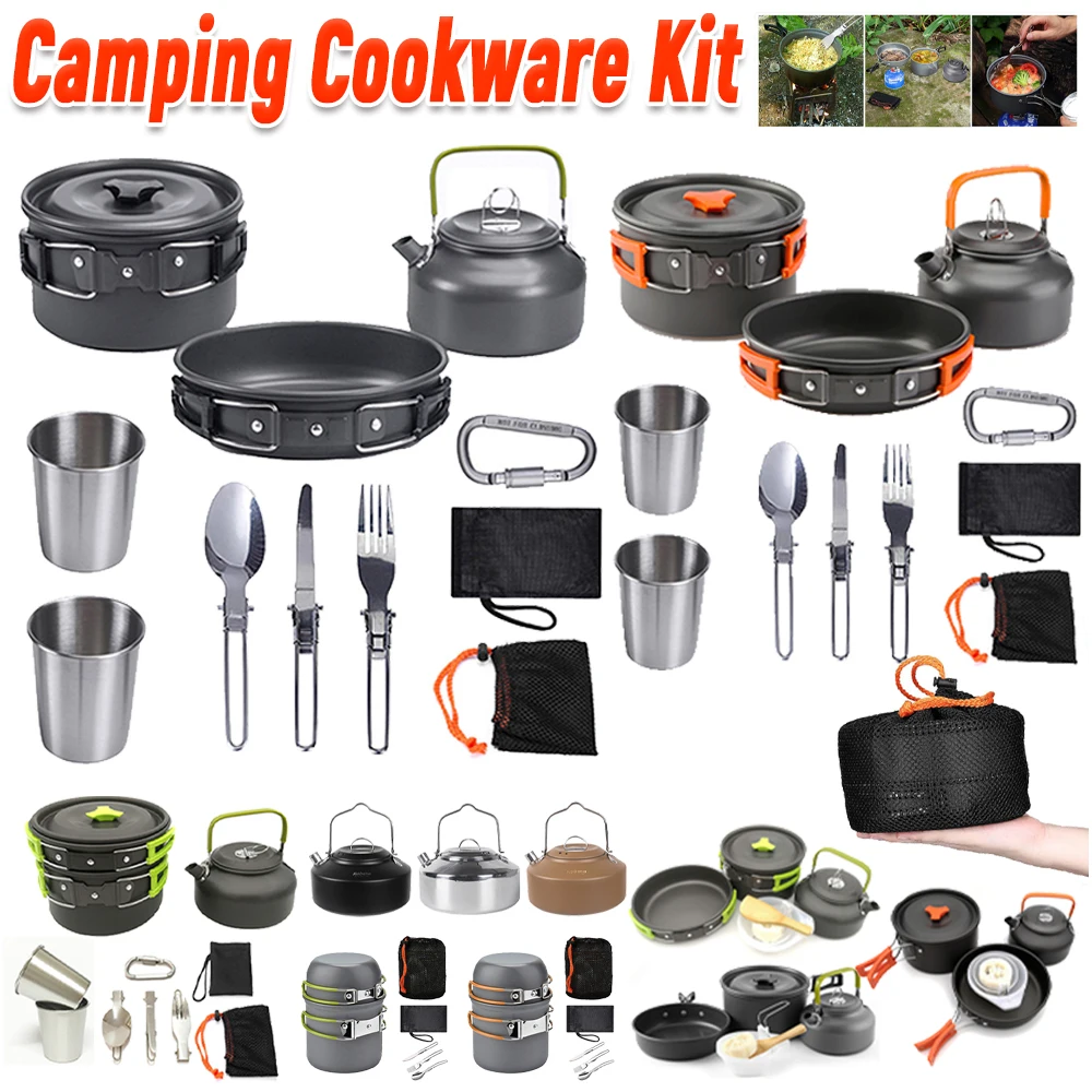 Camp Utensil Set - Zestaw naczyń kempingowych Czajnik Garnek Patelnia