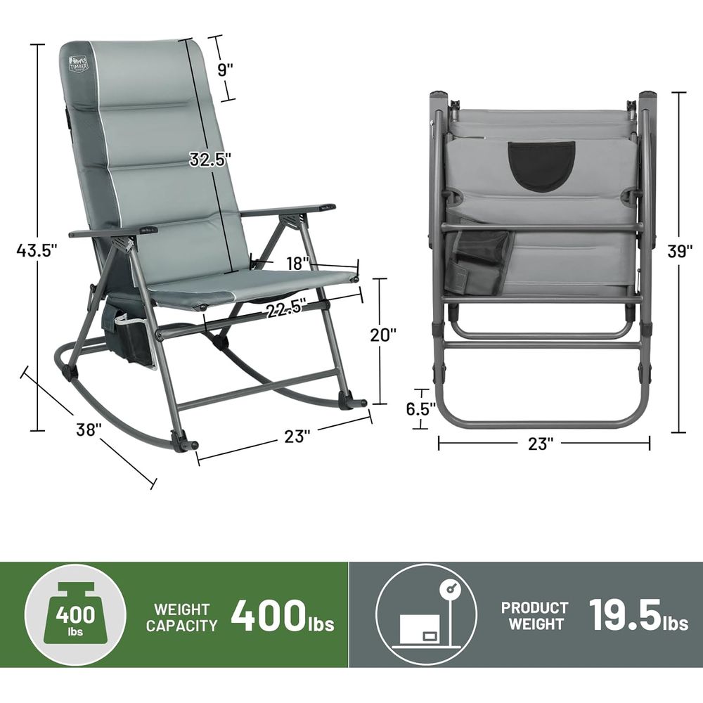 Duże, składane krzesło bujane  – Outdoor Camping Rocker recenzja i cena