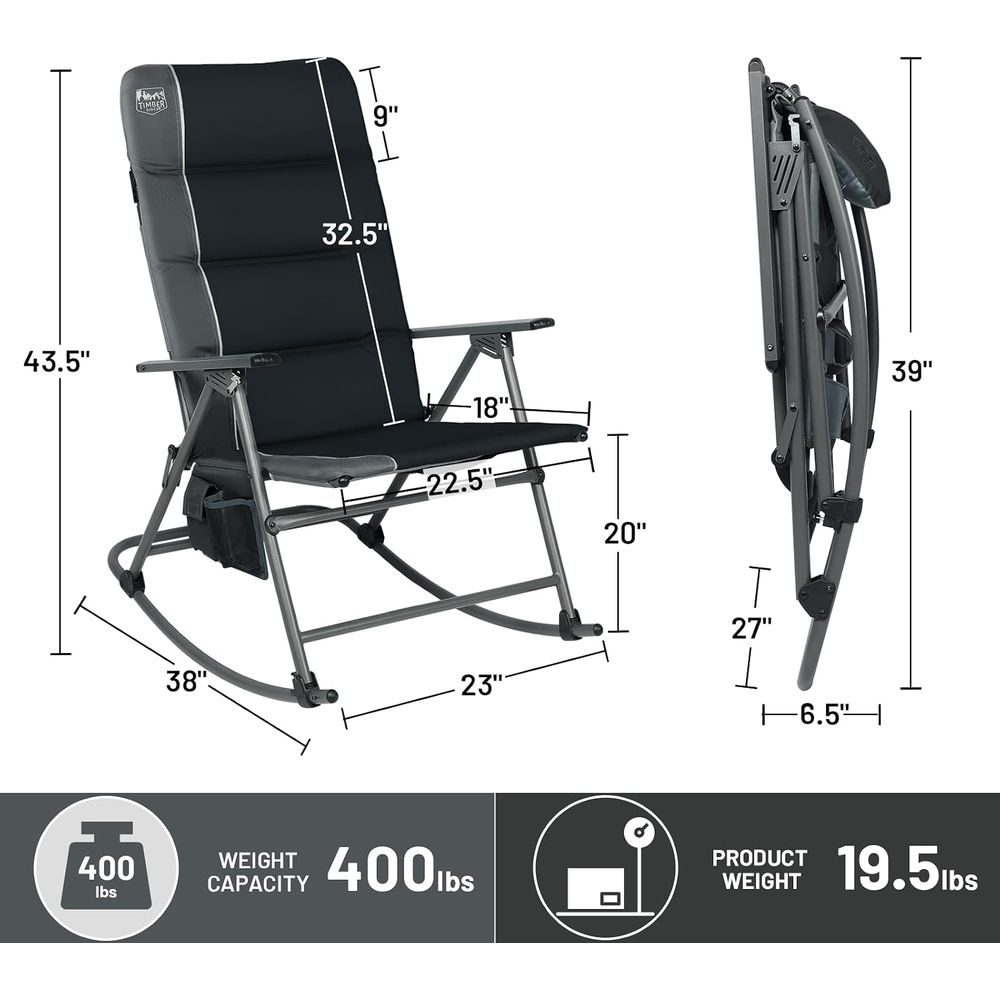 Duże, składane krzesło bujane  – Outdoor Camping Rocker recenzja i cena
