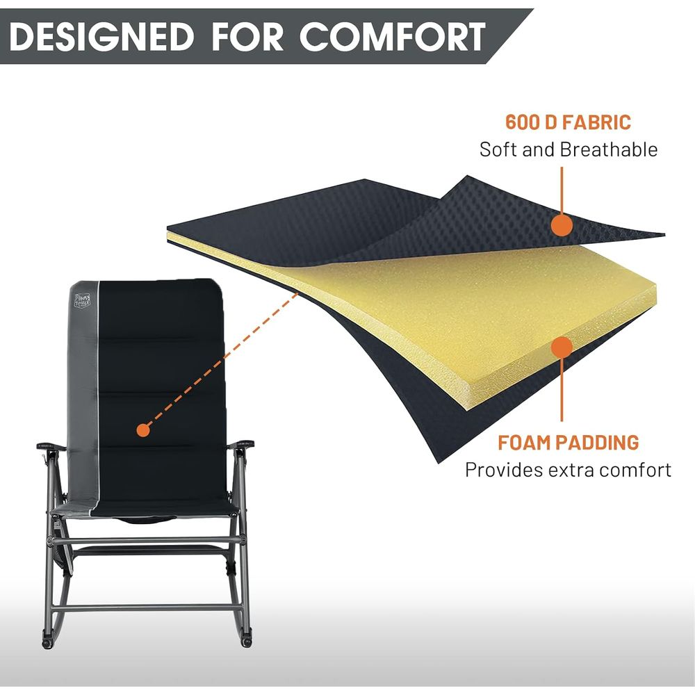 Duże, składane krzesło bujane  – Outdoor Camping Rocker recenzja i cena