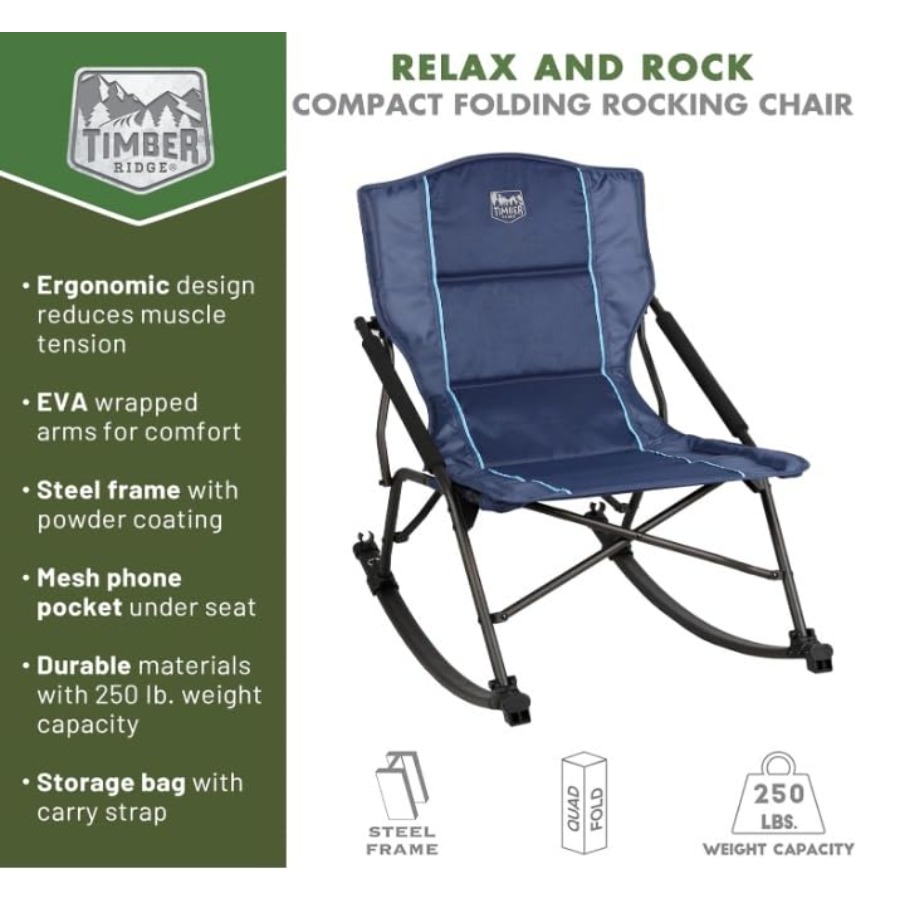 Składane krzesło kempingowe z  – Outdoor Camping Rocker recenzja i cena